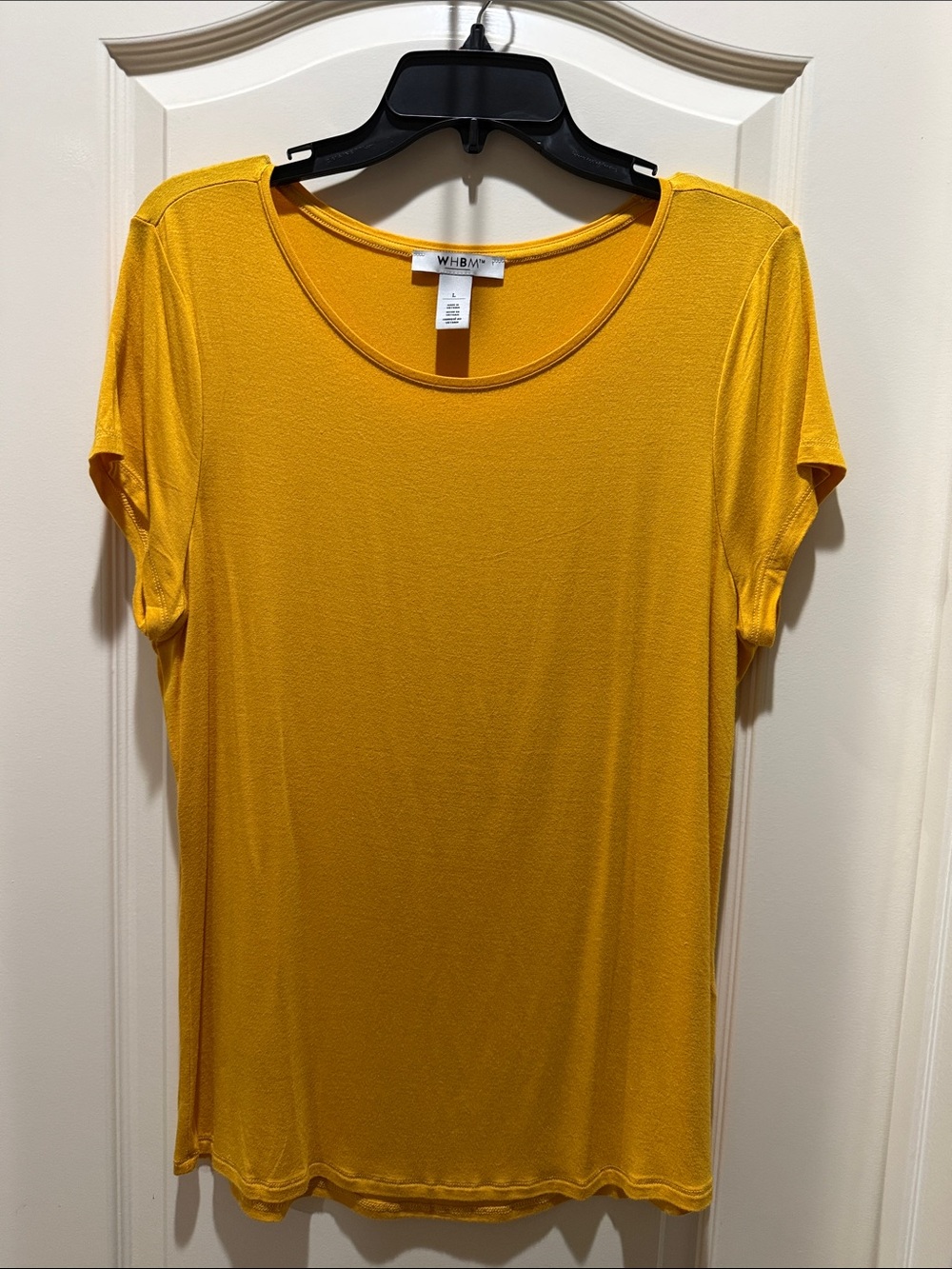 WHBM NWOT Mustard Yellow Scoop Neck Short Sleeve Tee LARGE